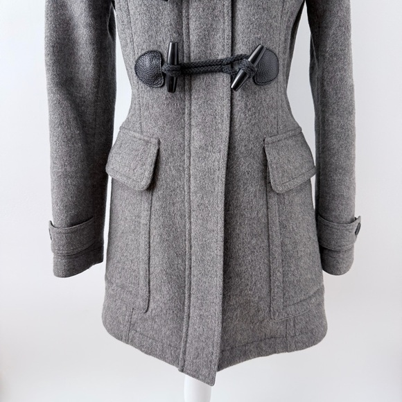BURBERRY BRIT | Gray Wool Duffle Coat Fitted Toggle Closures Size US 6 - Picture 3 of 12